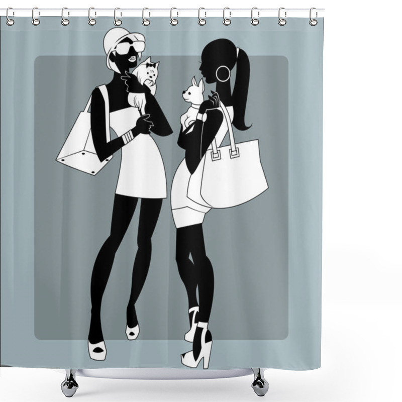 Personality  Ladies Hand Dogs Talking Shower Curtains