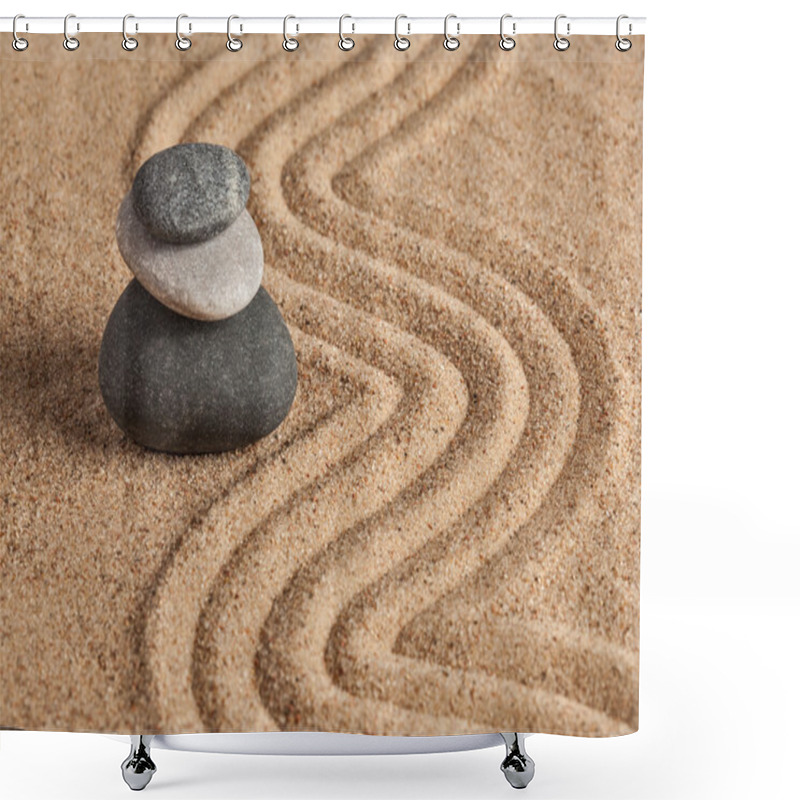 Personality  Japanese Zen Stone Garden Shower Curtains