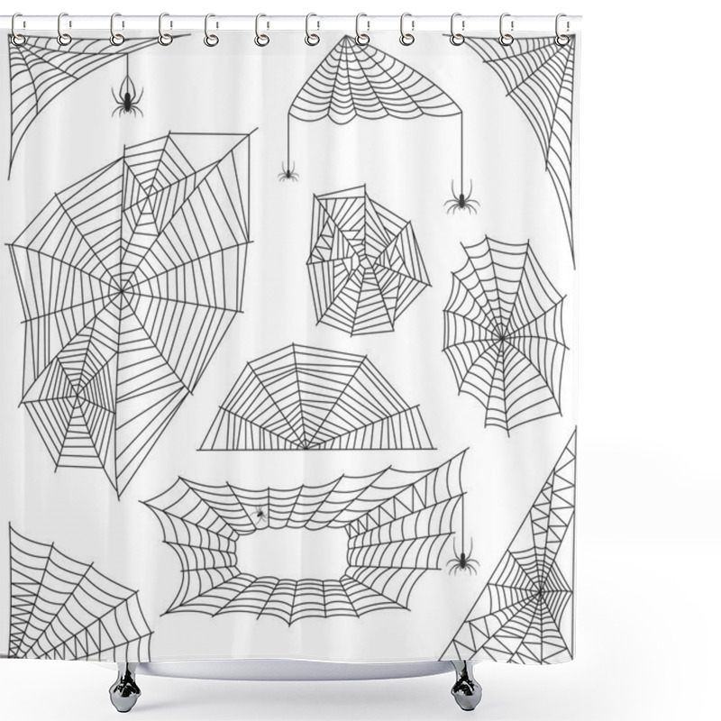 Personality  Spider Web Silhouette Vector Set Shower Curtains