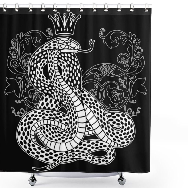 Personality   White Snake With Crown Shower Curtains