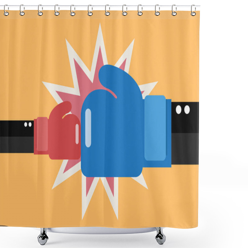 Personality  Smaller Boxing Glove Versus A Huge One Shower Curtains