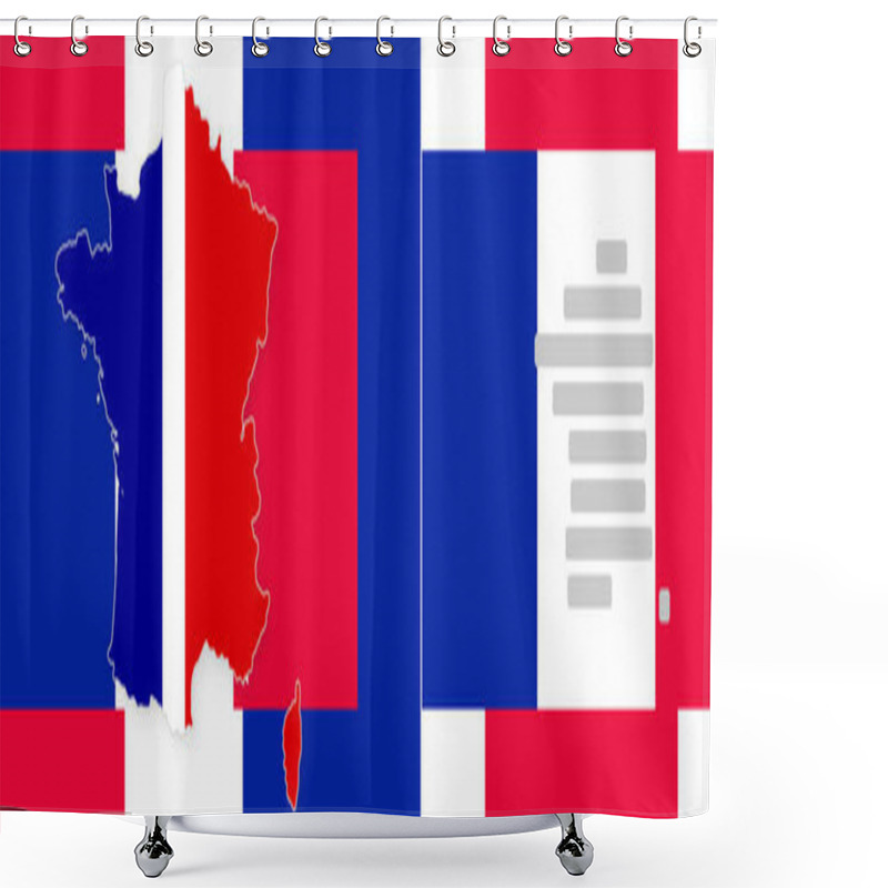 Personality  Creative Background Theme France With Rounded Because Simplified Outline Silhouette Map Of France, French Vibrant National Colors Of The French Flag Shower Curtains