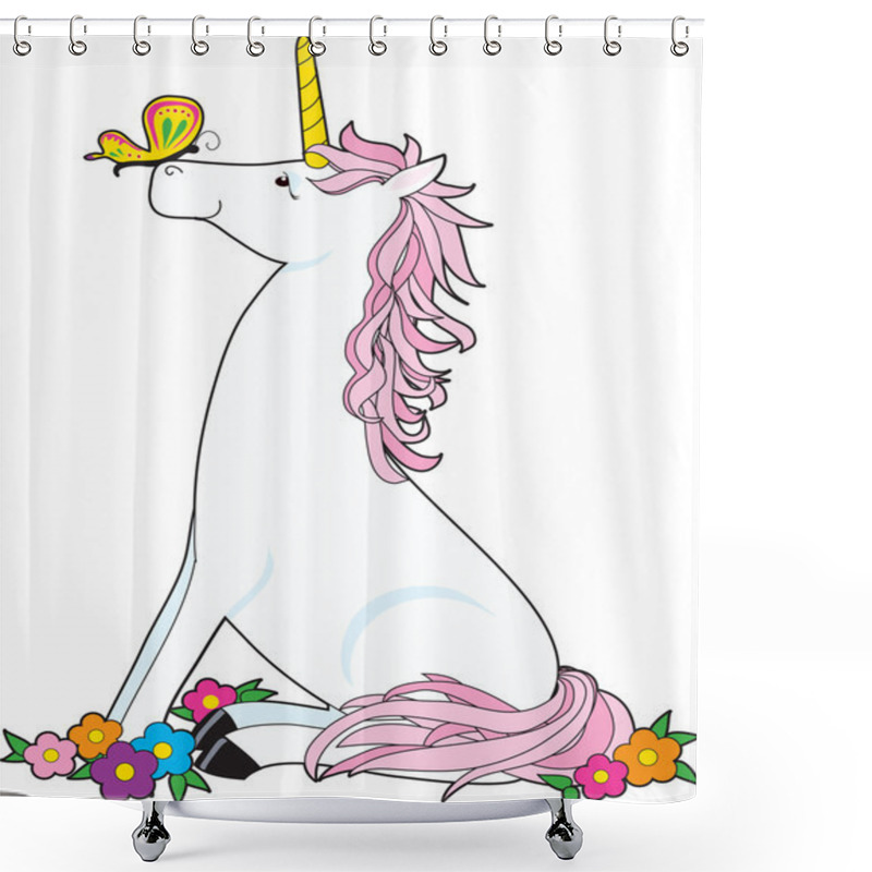 Personality  Unicorn Butterfly Shower Curtains