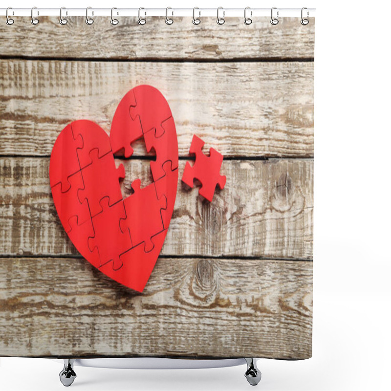 Personality  Red Puzzle Heart  Shower Curtains