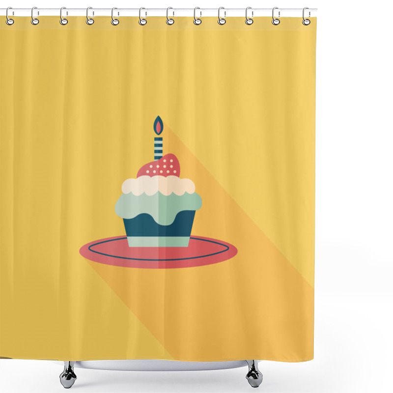 Personality  Birthday Cake Flat Icon With Long Shadow,eps10 Shower Curtains