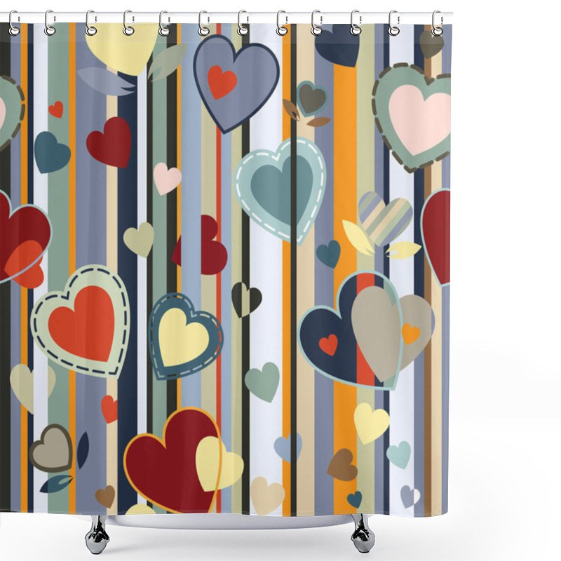 Personality  Seamless Texture With Hearts Shower Curtains