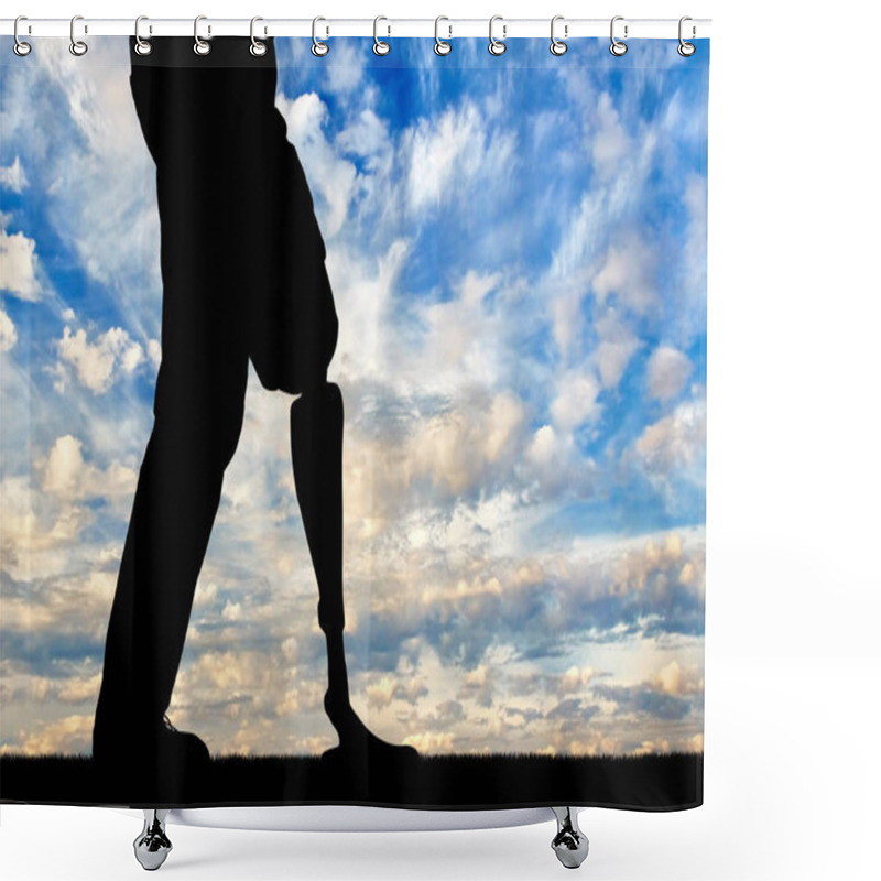 Personality  Concept Of People With Disabilities With Prosthetic Legs Shower Curtains