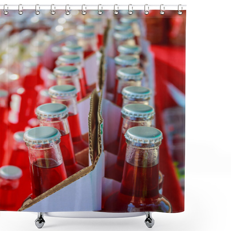 Personality  Closeup Of Assorted Soda Bottles  Shower Curtains