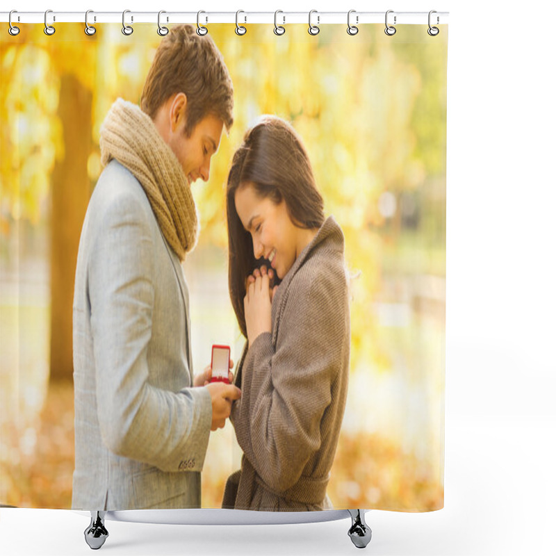 Personality  Man Proposing To A Woman In The Autumn Park Shower Curtains