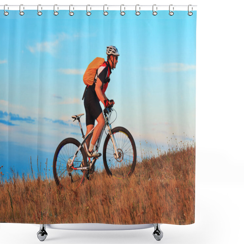 Personality  Mountain Bike Cyclist Riding Outdoor Shower Curtains