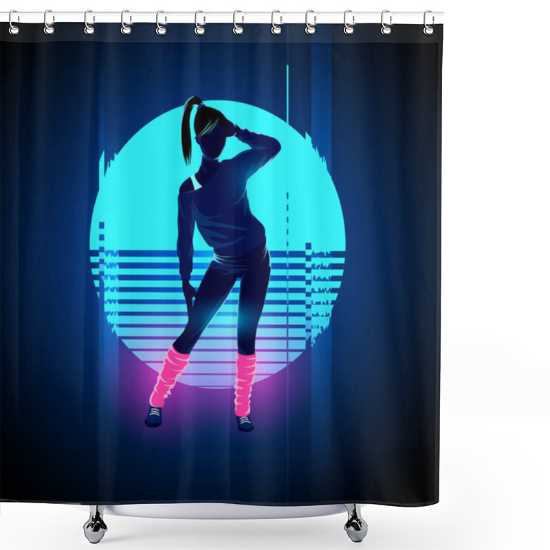 Personality  Retro 1980's Glitch Dancer Shower Curtains