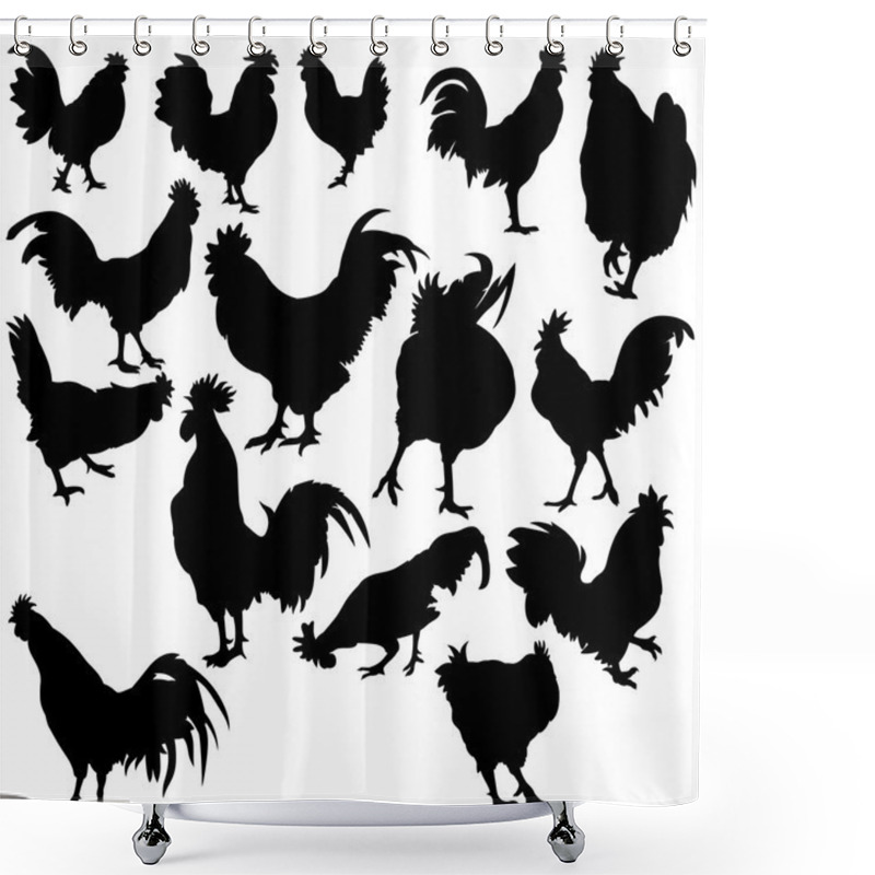 Personality  Rooster Silhouettes Shower Curtains