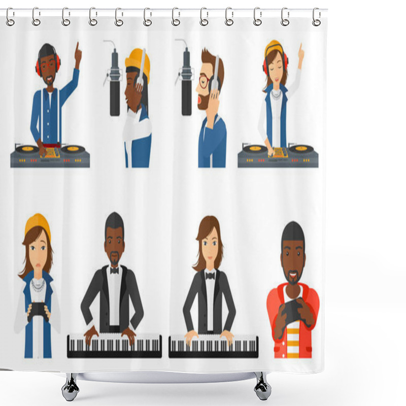 Personality  Vector Set Of Musicians People Characters. Shower Curtains