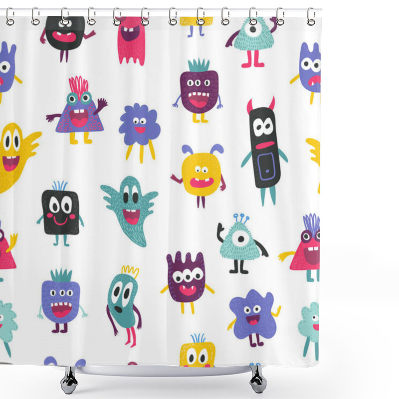 Personality  Cute Seamless Monster Funny Pattern Shower Curtains