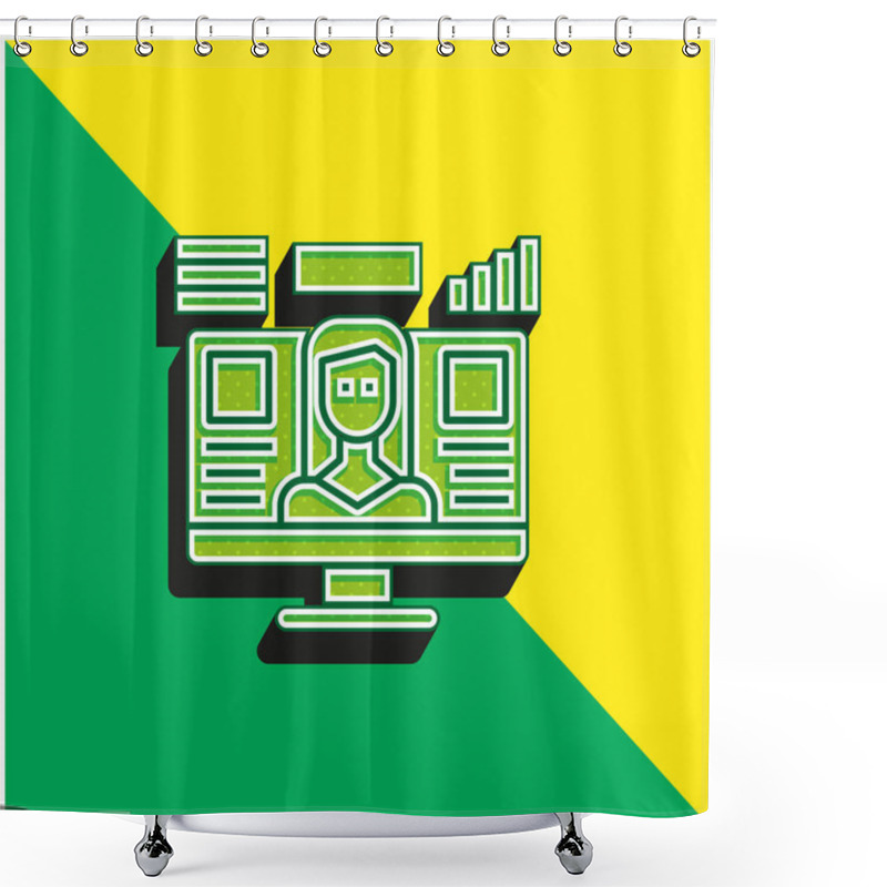 Personality  Analytics Green And Yellow Modern 3d Vector Icon Logo Shower Curtains