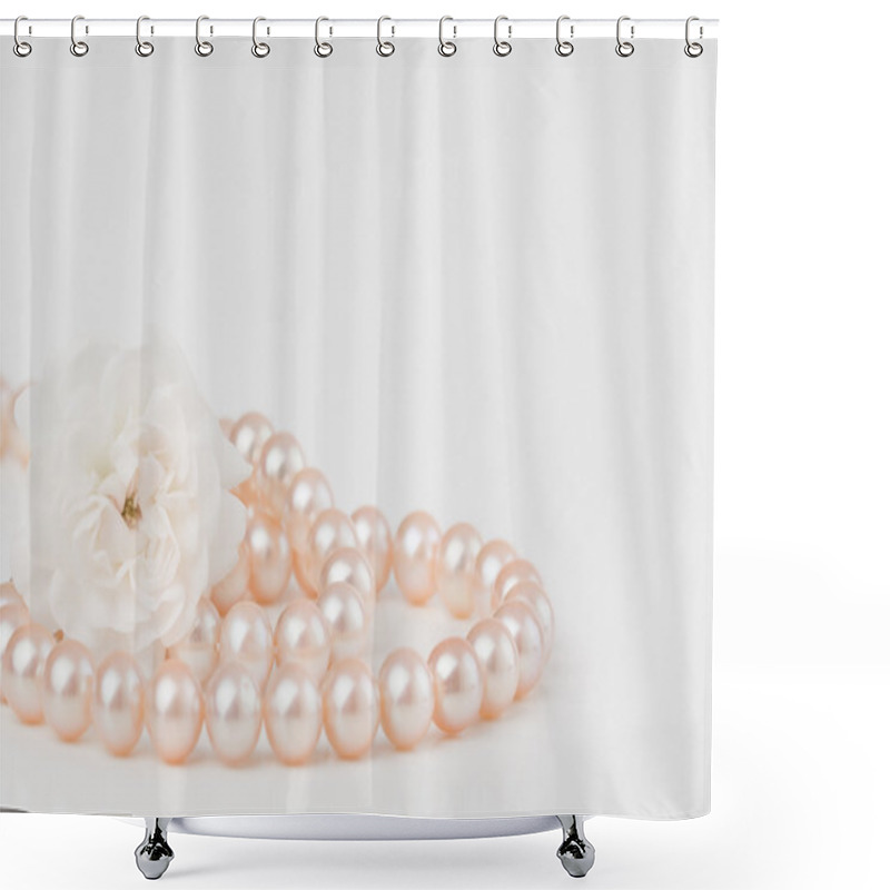 Personality  Pastel Pink Pearls With Roses Shower Curtains