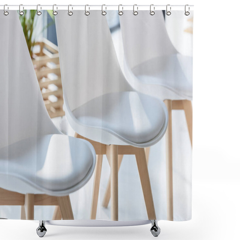 Personality  White Chairs In Light Modern Office Shower Curtains