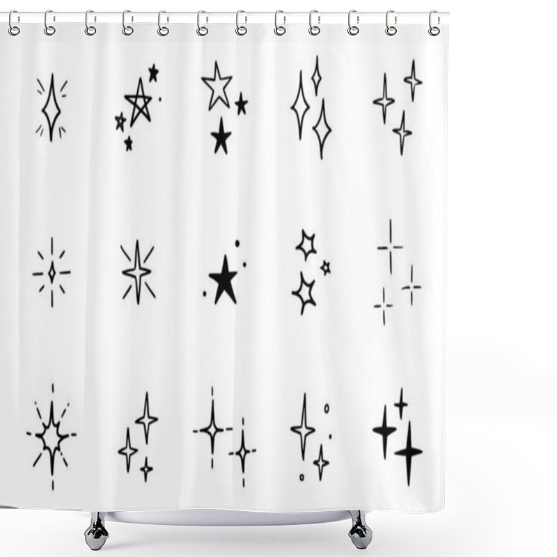 Personality  Line Star Glitter Shine Of Doodle Set Shower Curtains