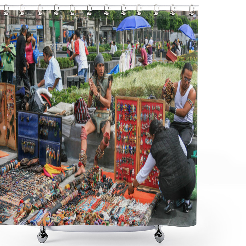 Personality  A Native Who Sells Tourist Items In Mexico City In Mexico Shower Curtains