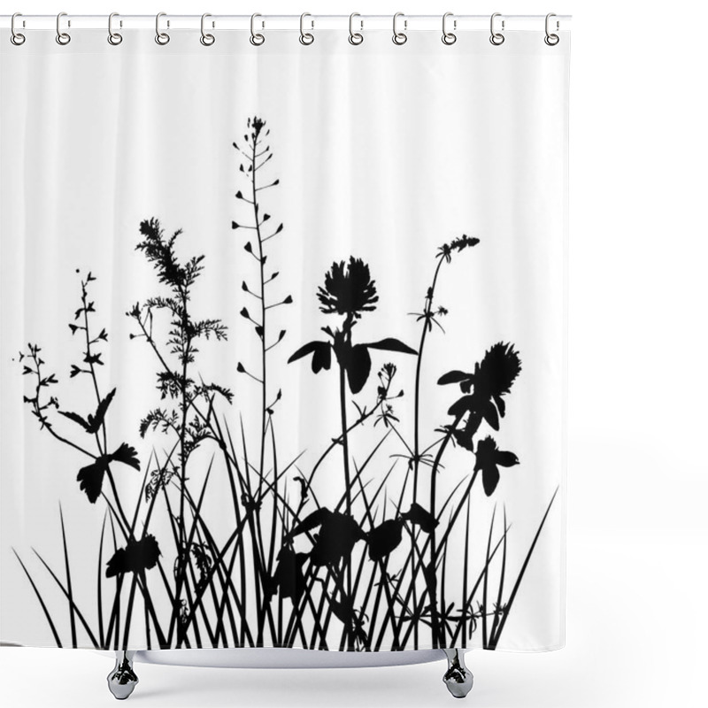 Personality  Vector Wild Plants Silhouettes Shower Curtains