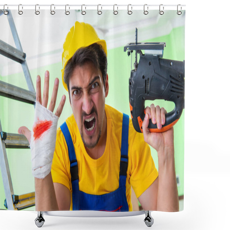 Personality  Injured Worker At The Work Site Shower Curtains