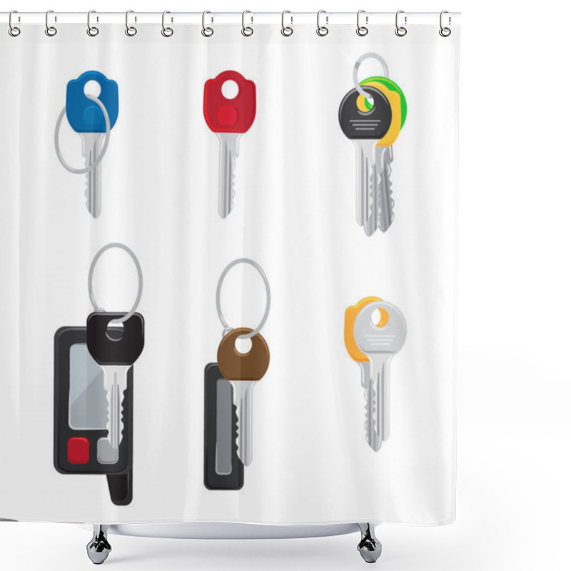 Personality  Six Different Keys Set Isolated Illustration. Shower Curtains