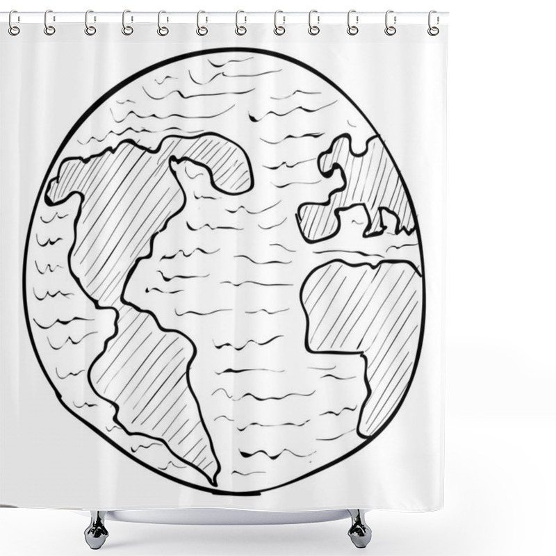 Personality  Globe Icon, Hand Drawn Style Shower Curtains