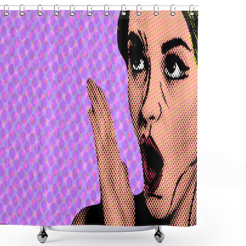 Personality  Pop Art Comic Style Woman, Retro Poster Shower Curtains