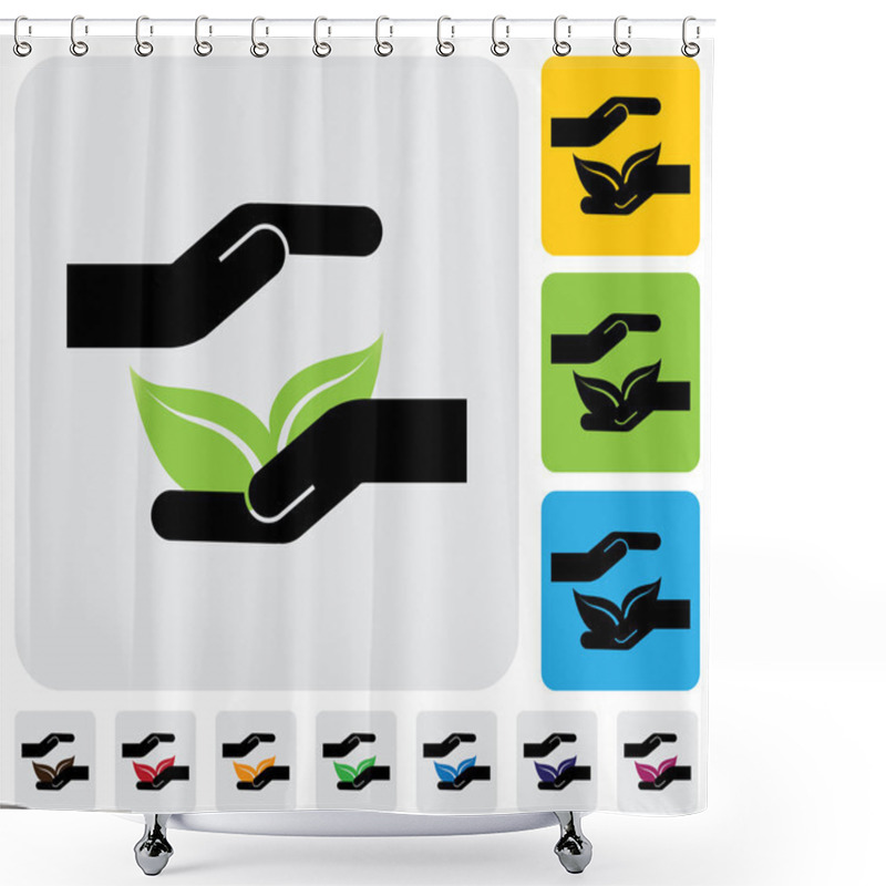 Personality  Human Hands Protecting Nature Concept- Simple Vector Graphic Shower Curtains