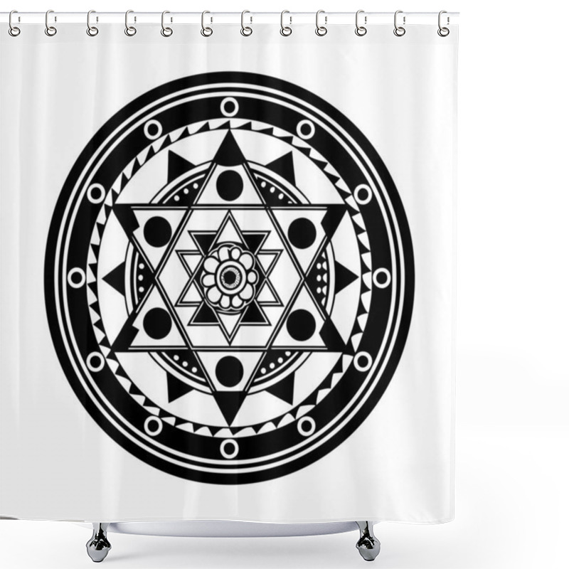 Personality  Ring On Black Background. Exploring The History Of Traditional Mandala Art Shower Curtains