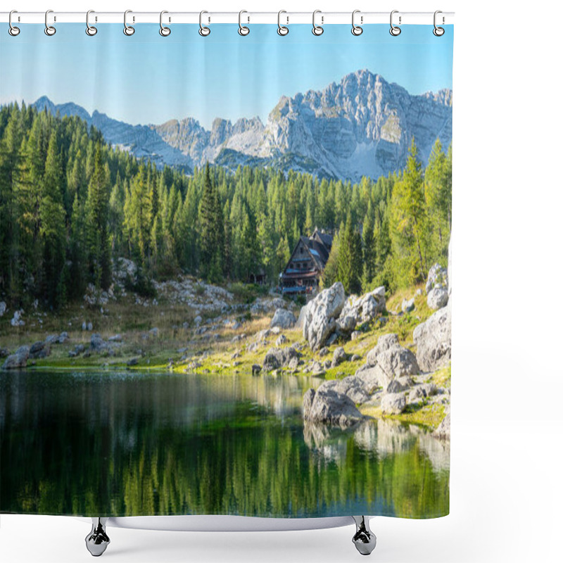 Personality  Breathtaking View Of A Scenic Lake In Triglav National Park On Sunny Summer Day. Shower Curtains