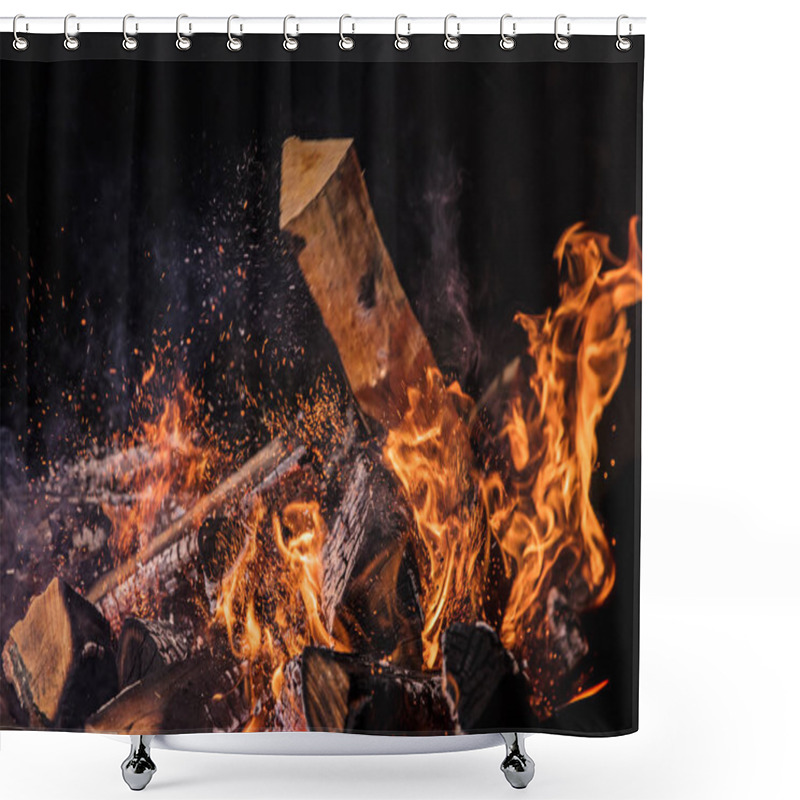 Personality  Flaming Logs, Fire Flames Background. Shower Curtains