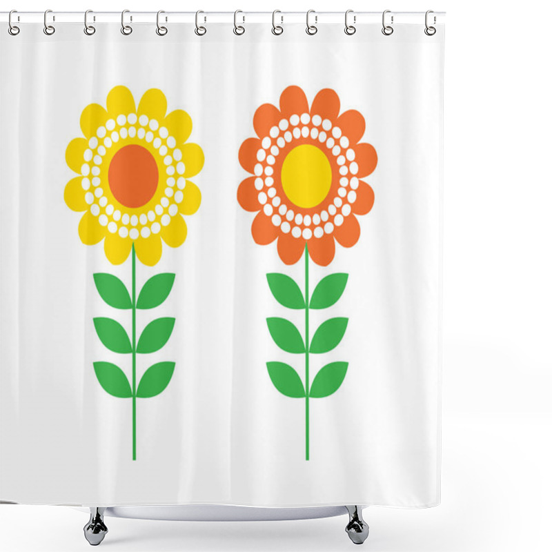 Personality  Simple Mod Daisies Shower Curtains