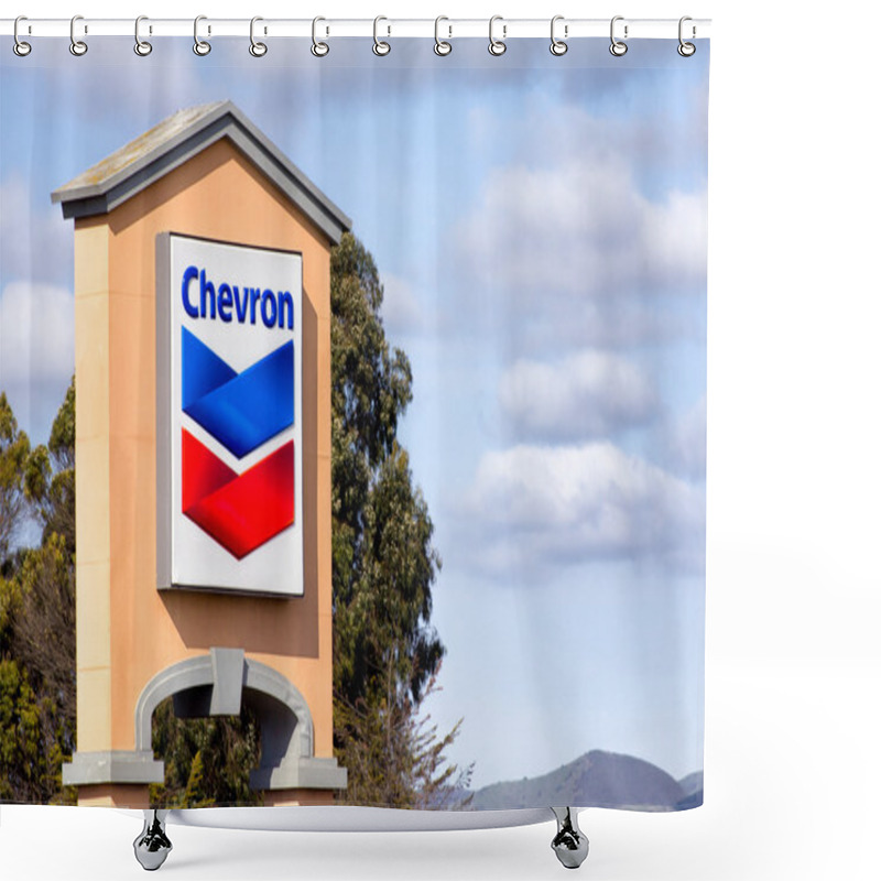 Personality  Chevron Gas Station Sign Shower Curtains