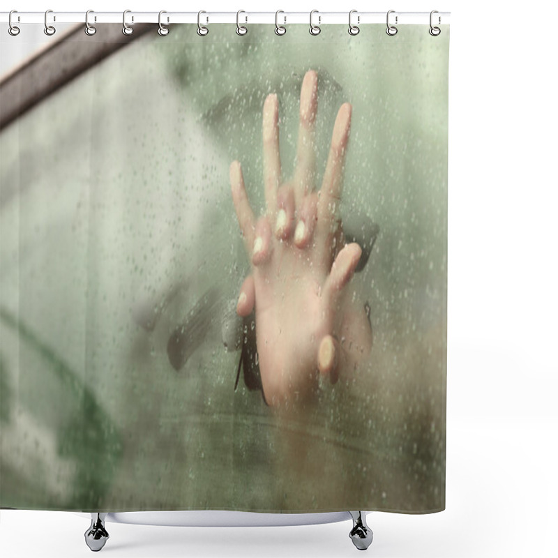 Personality  Couple Holding Hands Having Sex Inside A Car Shower Curtains