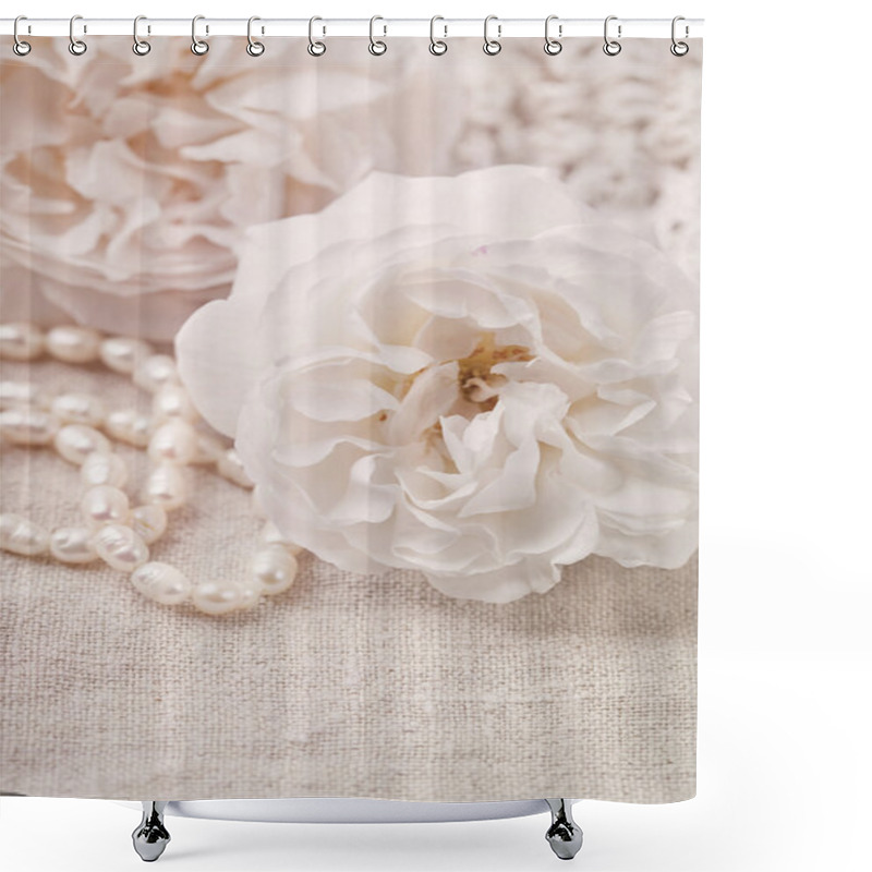 Personality  White Roses Shower Curtains