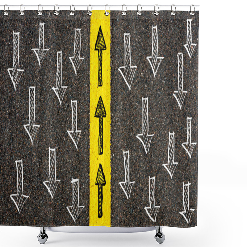 Personality  Concept Image With Road Marking Yellow Line  Shower Curtains