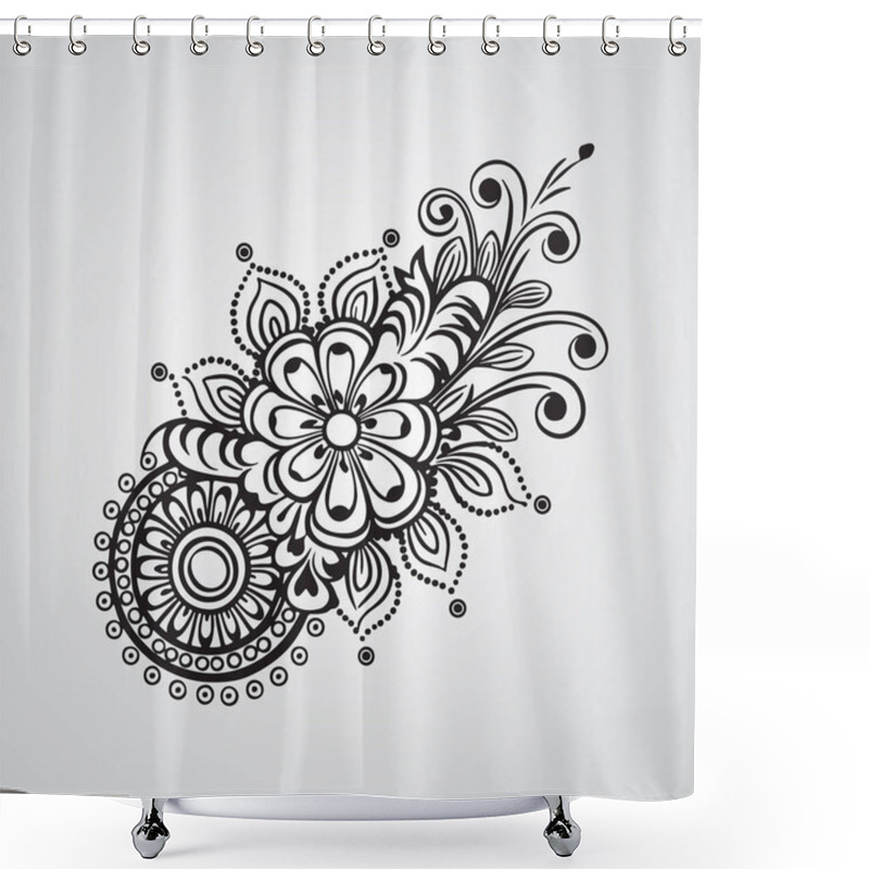 Personality  A Hand Drawn Illustration Floral Ornament With Flowers And Leaves Shower Curtains