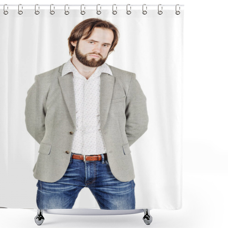 Personality  Portrait Of Bearded Business Man Shower Curtains