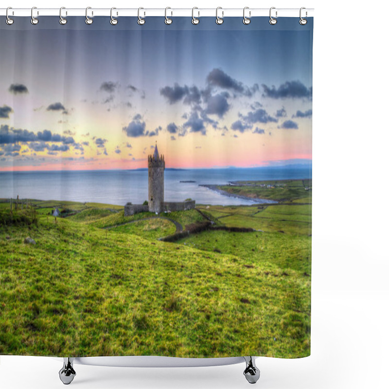 Personality  Doonagore Castle At Sunset Shower Curtains