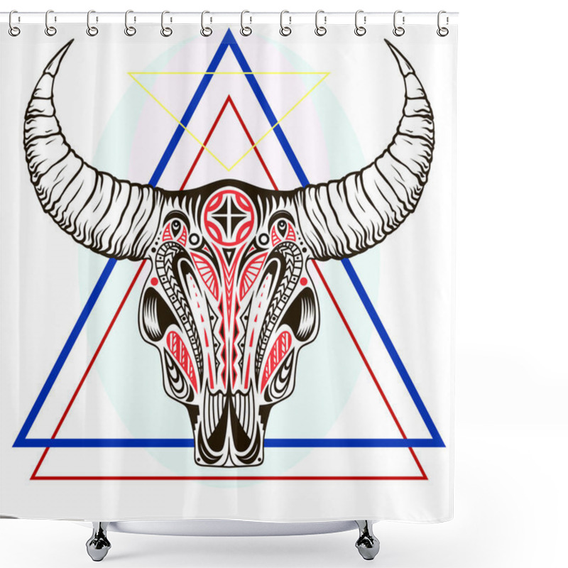 Personality  Vector Illustration With A Wild Buffalo Skulls. Shower Curtains