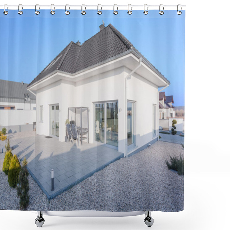 Personality  Outside View Of Modern House Shower Curtains