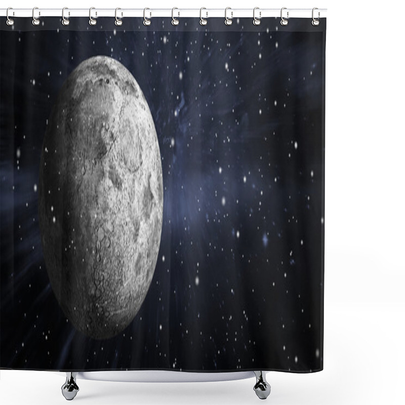 Personality  Full Grey Moon Against Outer Space Shower Curtains