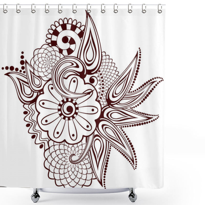 Personality  Paisley Flowers Mehndi Shower Curtains