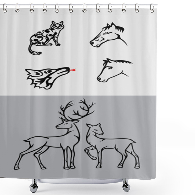 Personality  Animal Set Vector Shower Curtains