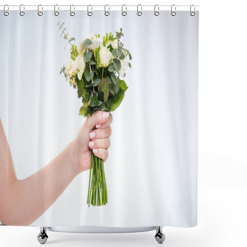 Personality  Hand Holding Flowers Shower Curtains