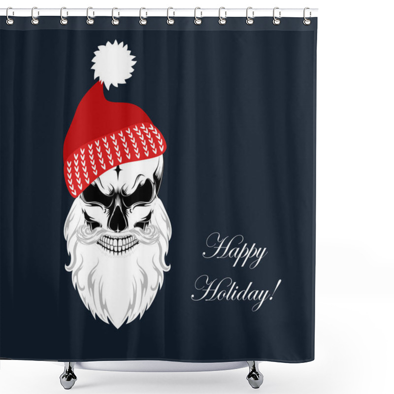 Personality  Vector Image Of A Skull In A Red Cap With A Beard. Shower Curtains