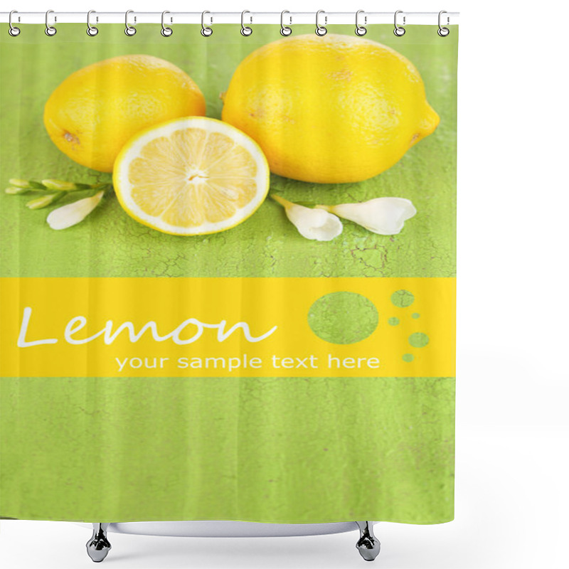 Personality  Fresh Lemons And Lavender On Green Table Shower Curtains