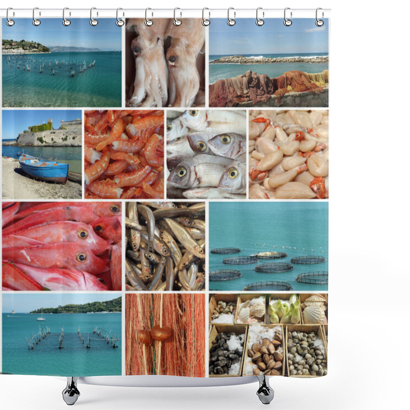 Personality  Fishing Collage  Shower Curtains