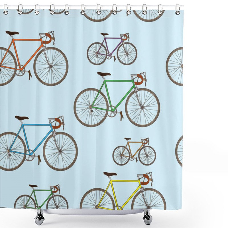 Personality  Retro Hipster Bicycles Background Shower Curtains